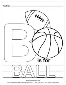 Free printable letter B coloring page – Ball for kids to color