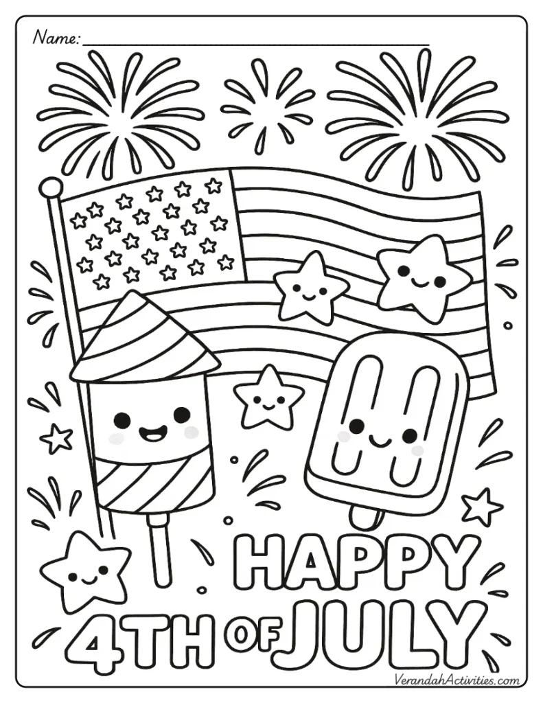 Fourth of July Printables - Fireworks & Flag
