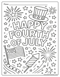Printable fireworks and stars coloring page