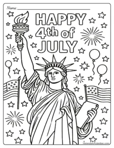 Statue of Liberty black-and-white outline coloring sheet