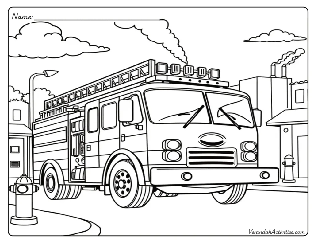 Free Printable Fire Truck Coloring Page – Easy for Kids Printable simple fire truck coloring sheet for kids – free to print