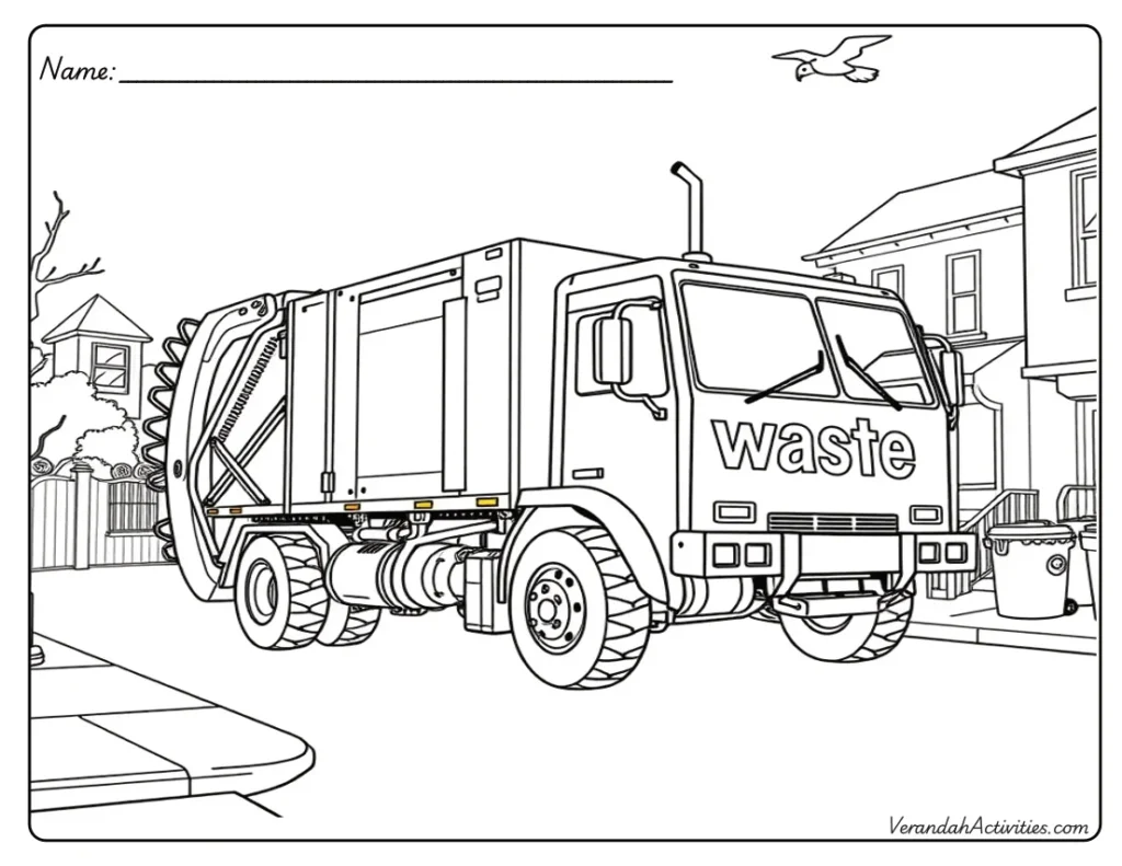 Recycling Garbage Truck – Free Coloring Page Printable recycling garbage truck coloring page for kids – free download