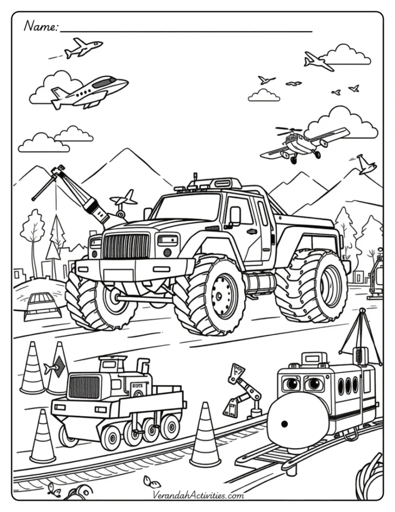 Off-Road Vehicle Coloring Page – Free 4x4 Truck Printable Off-road vehicle coloring page – printable 4x4 truck