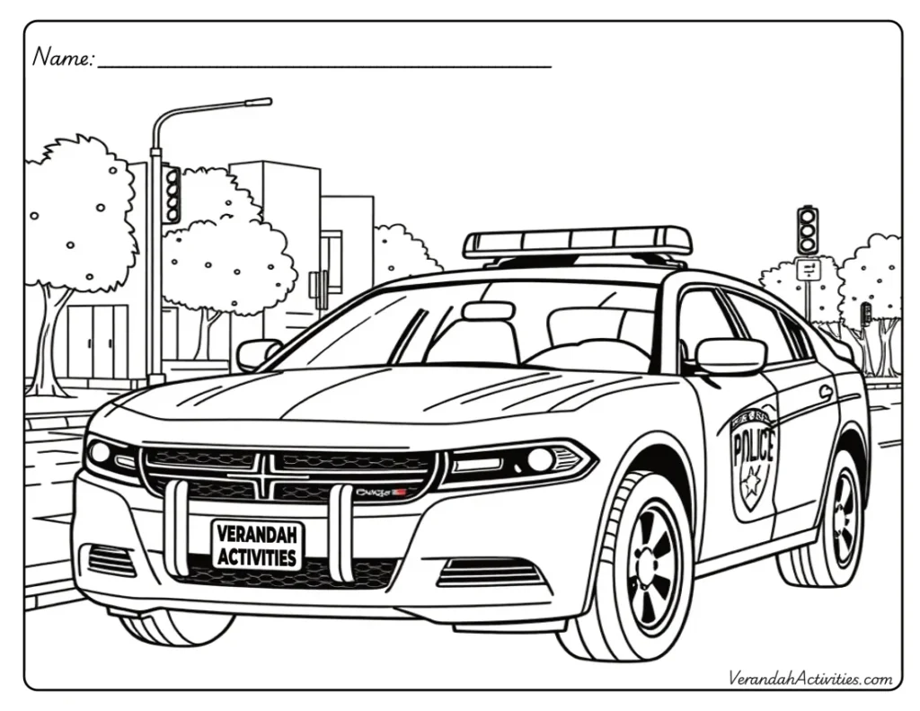 Police Car Coloring Page – Free Printable Free printable police car coloring page – fun vehicle activity for kids